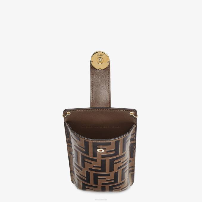 Women Phone Leather Pouch Brown Fendi Accessories 6RHH1564