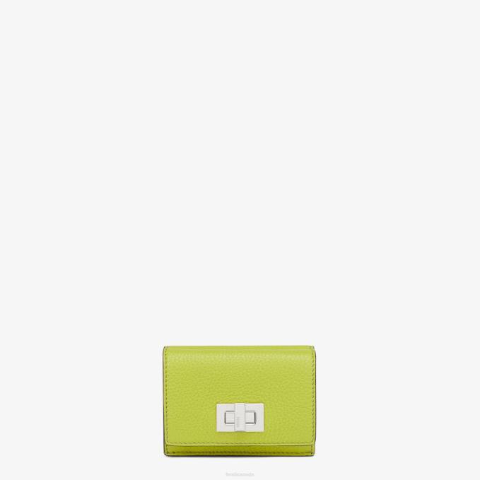 Women Acid Leather Wallet Green Fendi Accessories 6RHH1522