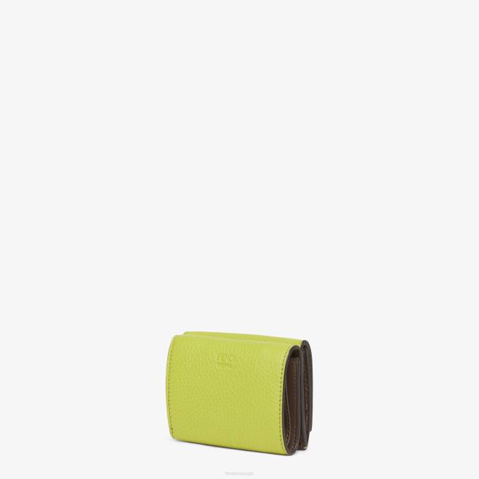 Women Acid Leather Wallet Green Fendi Accessories 6RHH1522