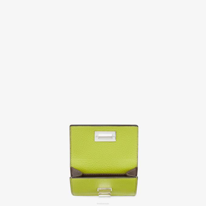 Women Acid Leather Wallet Green Fendi Accessories 6RHH1522