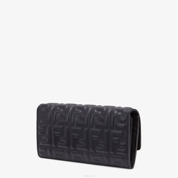 Women Baguette Continental Nappa Leather Wallet Black Fendi Accessories 6RHH1491