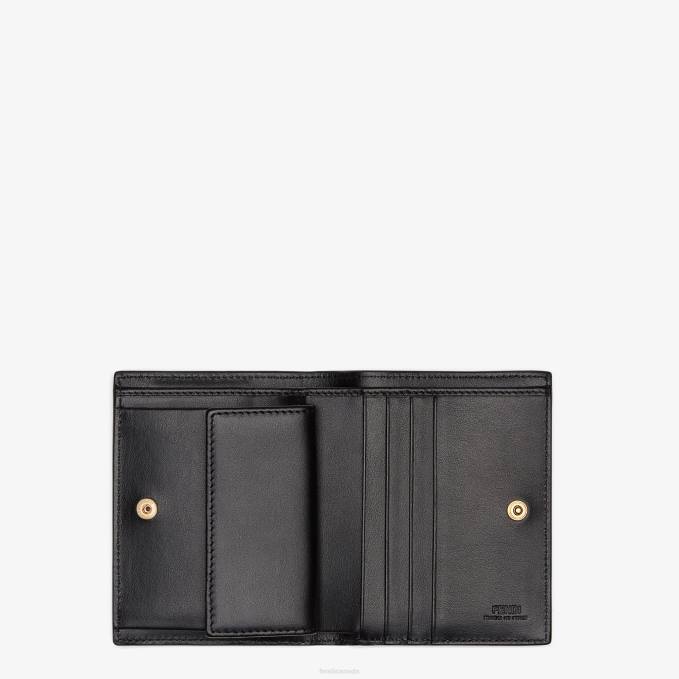 Women Compact Leather Wallet Black Fendi Accessories 6RHH1604