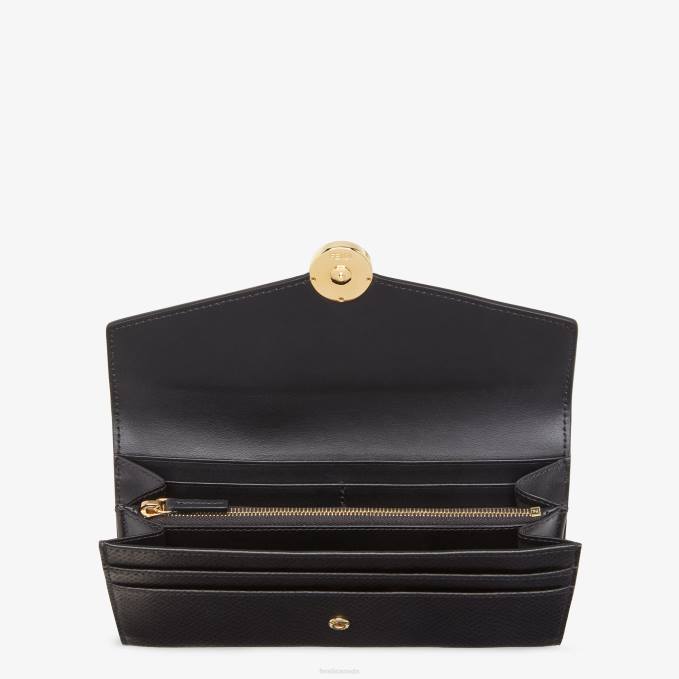 Women Continental Leather Wallet Black Fendi Accessories 6RHH1446