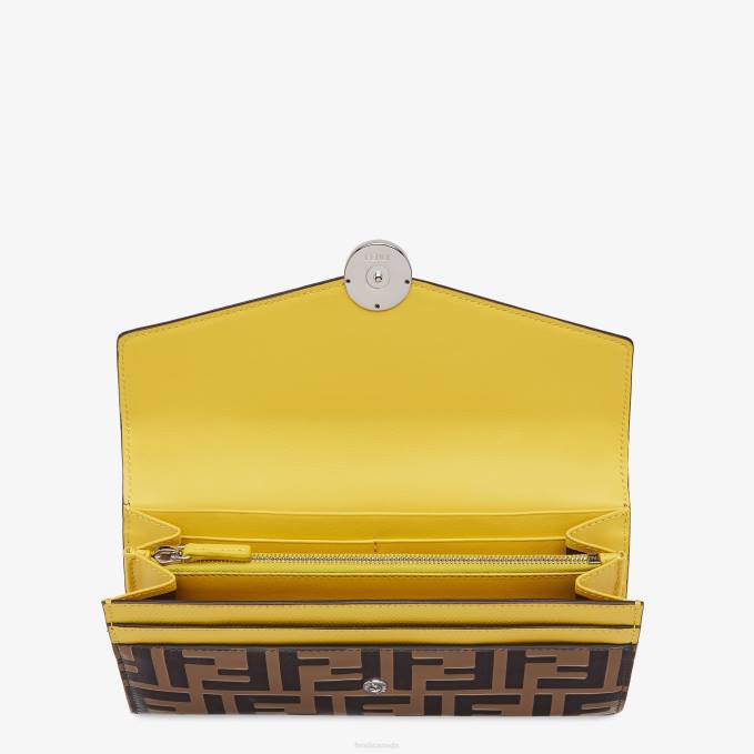 Women Continental Leather Wallet Brown Fendi Accessories 6RHH1584