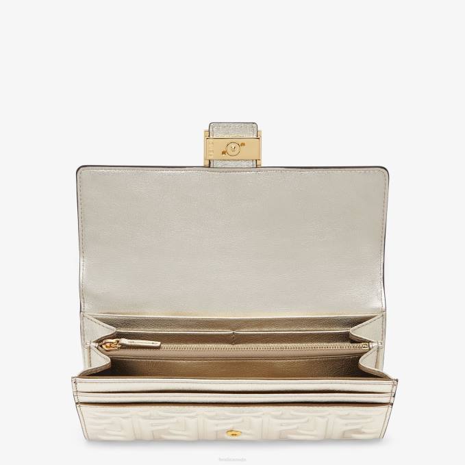 Women Continental Leather Wallet Gray Fendi Accessories 6RHH1553