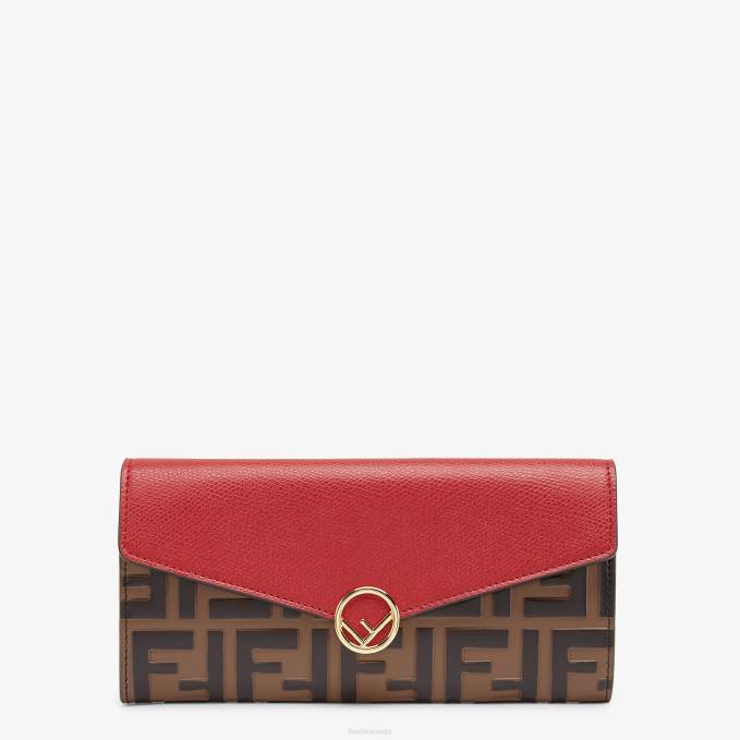 Women Continental Leather Wallet Red Fendi Accessories 6RHH1599