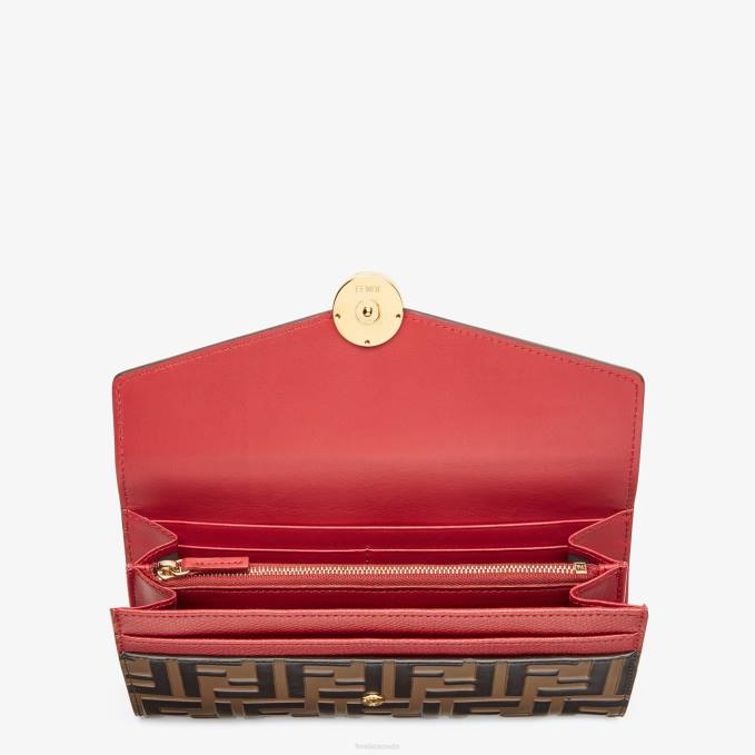 Women Continental Leather Wallet Red Fendi Accessories 6RHH1599