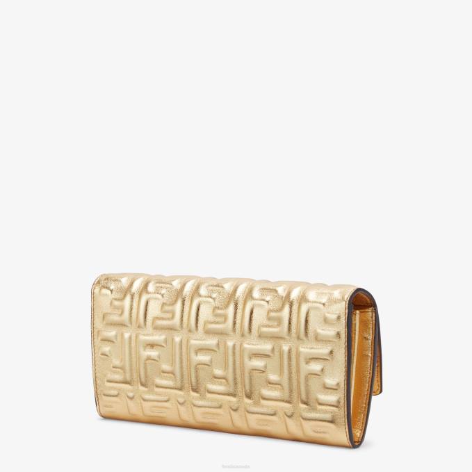 Women En Leather Wallet Gold Fendi Accessories 6RHH1576