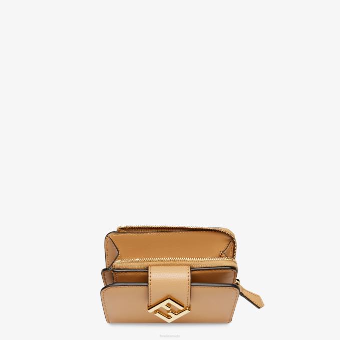 Women FF Diamonds Leather Wallet Brown Fendi Accessories 6RHH1507