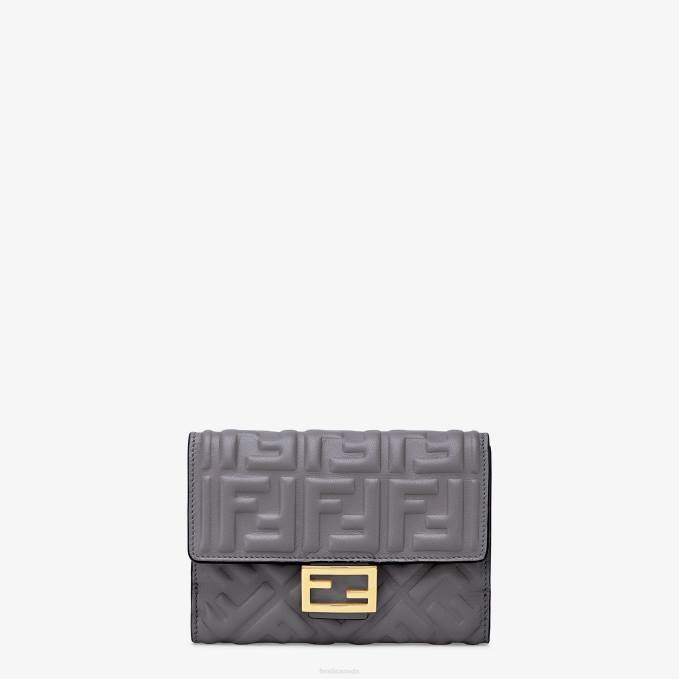 Women FF Nappa Leather Wallet Gray Fendi Accessories 6RHH1534