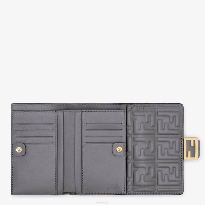 Women FF Nappa Leather Wallet Gray Fendi Accessories 6RHH1534
