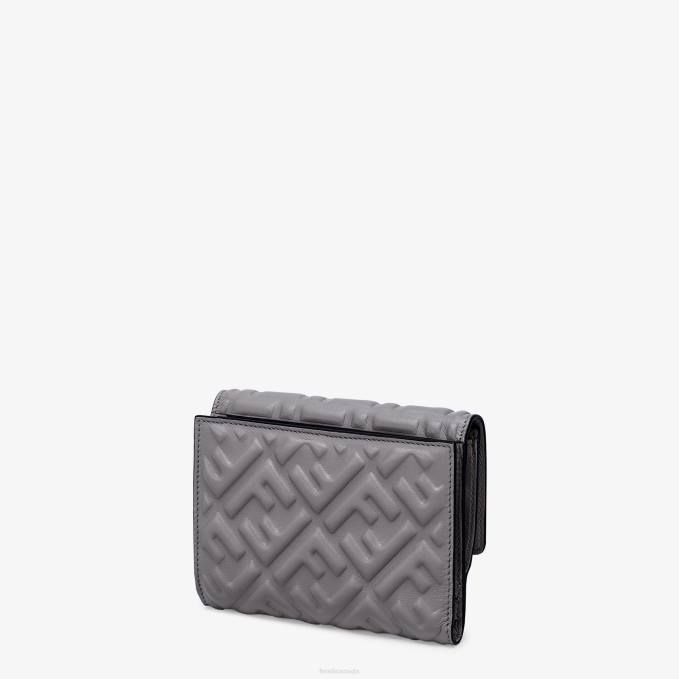 Women FF Nappa Leather Wallet Gray Fendi Accessories 6RHH1534