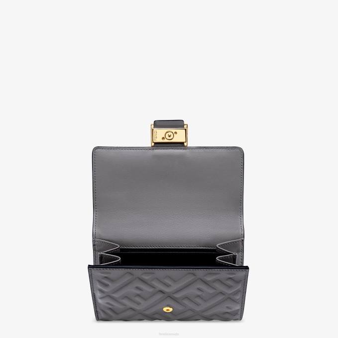 Women FF Nappa Leather Wallet Gray Fendi Accessories 6RHH1534