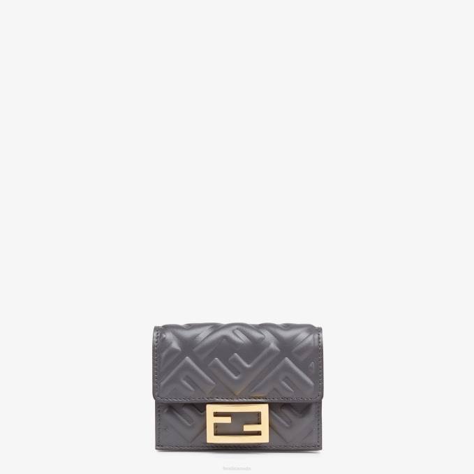 Women FF Nappa Leather Wallet Gray Fendi Accessories 6RHH1535