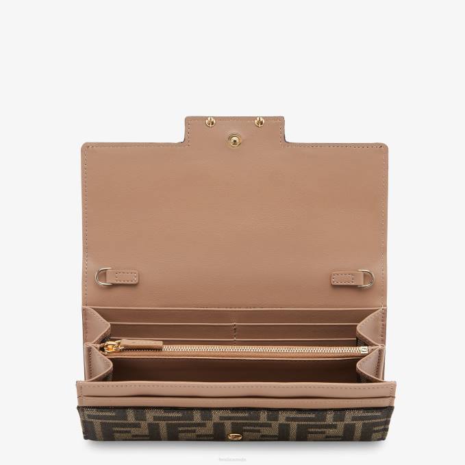 Women Fabric Wallet Brown Fendi Accessories 6RHH1418