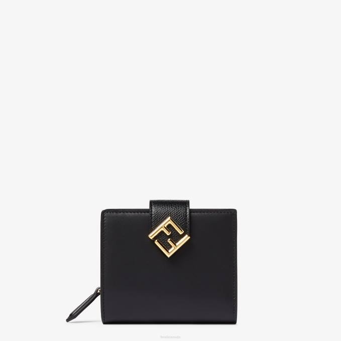 Women Leather Compact Wallet Black Fendi Accessories 6RHH1467