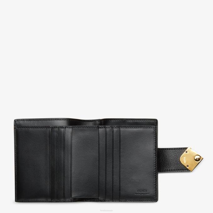 Women Leather Compact Wallet Black Fendi Accessories 6RHH1467