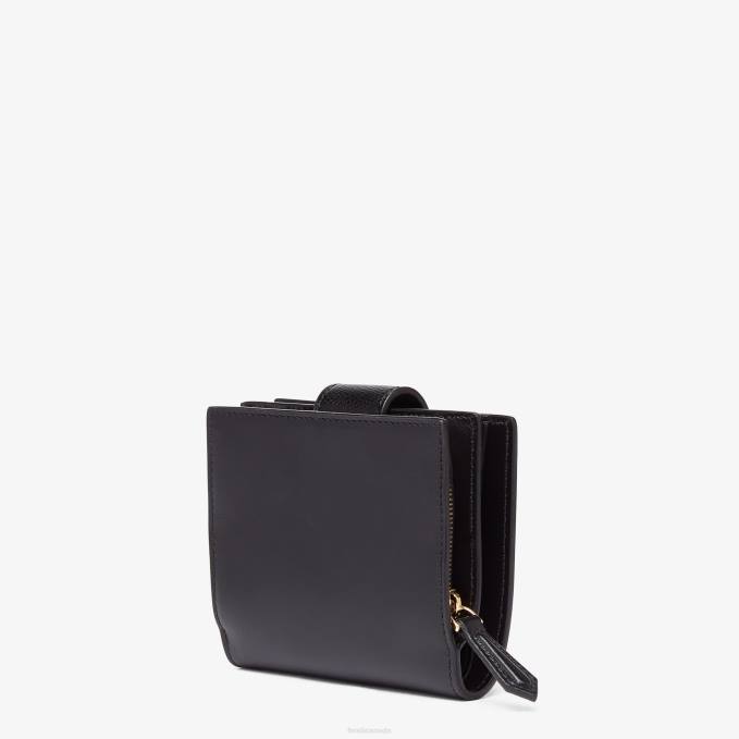 Women Leather Compact Wallet Black Fendi Accessories 6RHH1467