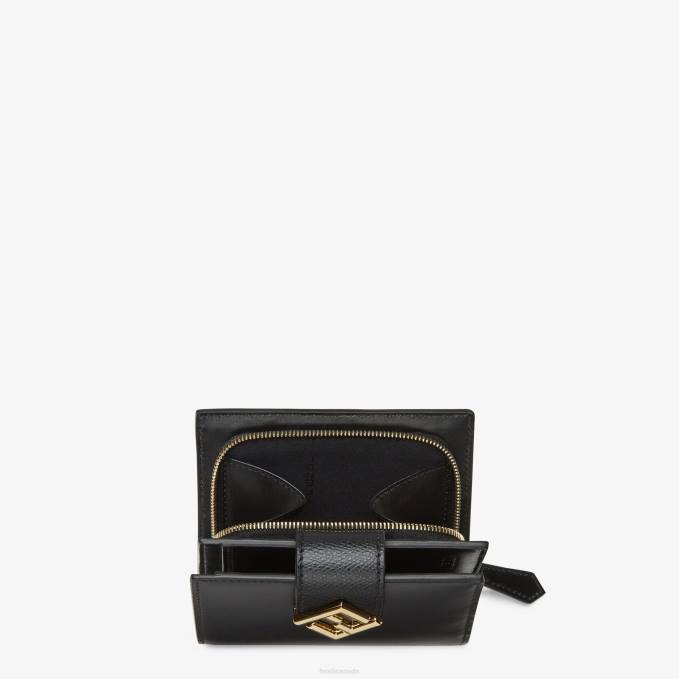 Women Leather Compact Wallet Black Fendi Accessories 6RHH1467