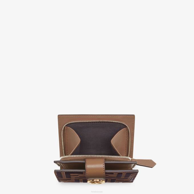 Women Leather Compact Wallet Brown Fendi Accessories 6RHH1482