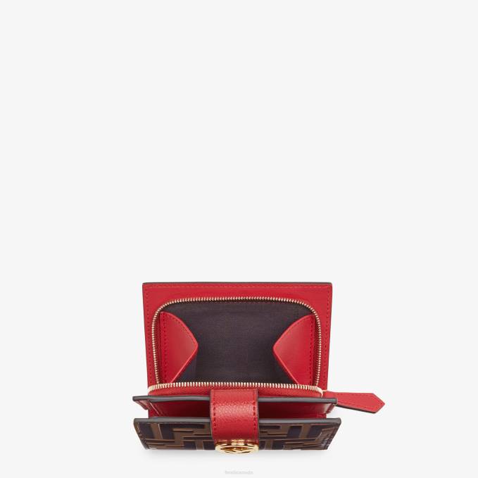 Women Leather Compact Wallet Brown Fendi Accessories 6RHH1594