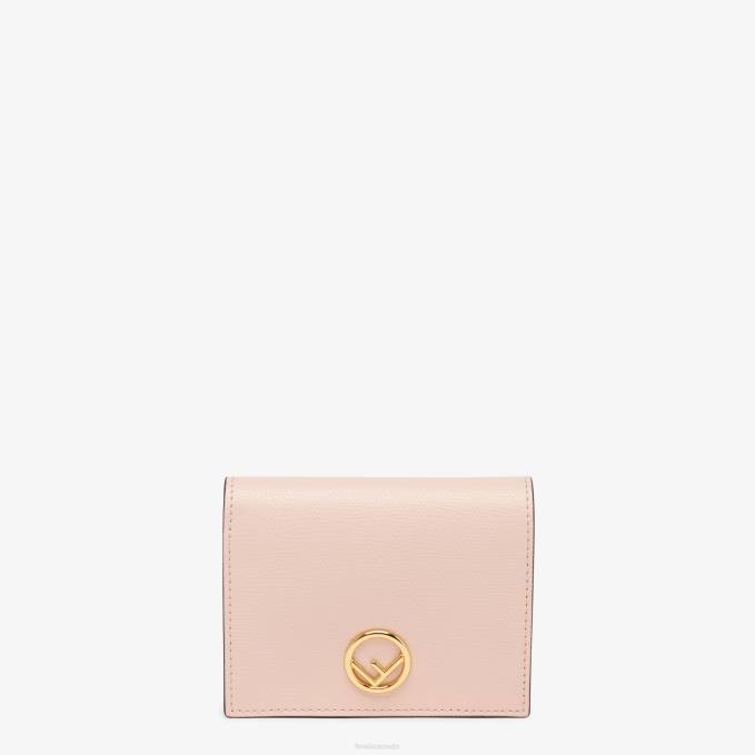 Women Leather Compact Wallet Pink Fendi Accessories 6RHH1587
