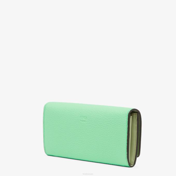 Women Peekaboo Continental Leather Wallet Green Fendi Accessories 6RHH1484