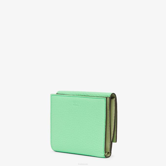 Women Peekaboo Leather Wallet Green Fendi Accessories 6RHH1485