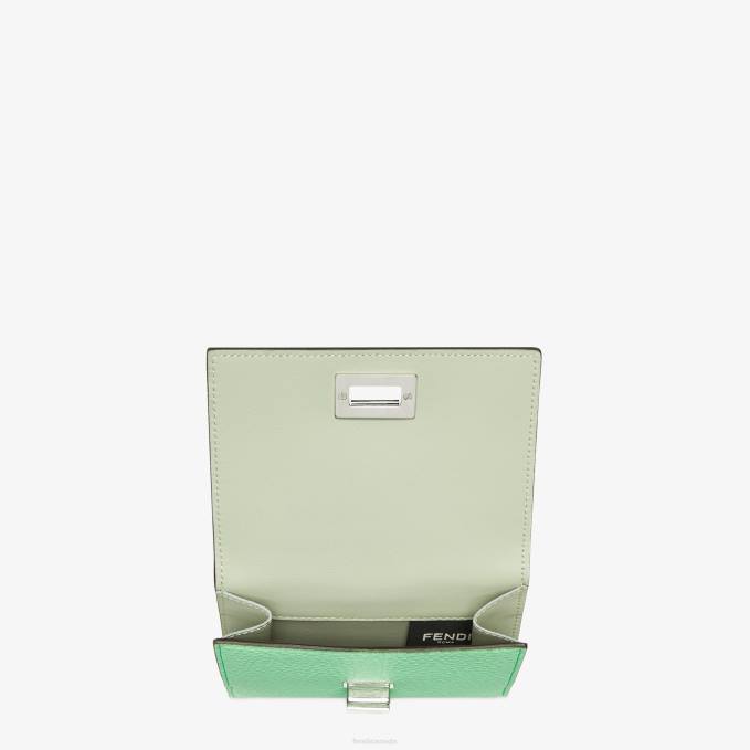 Women Peekaboo Leather Wallet Green Fendi Accessories 6RHH1485