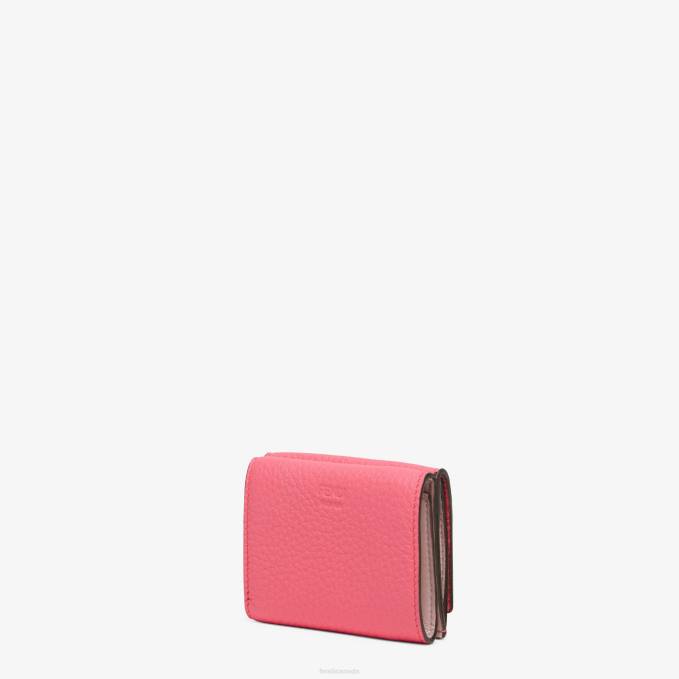Women Peekaboo Micro Trifold Leather Wallet Pink Fendi Accessories 6RHH1500