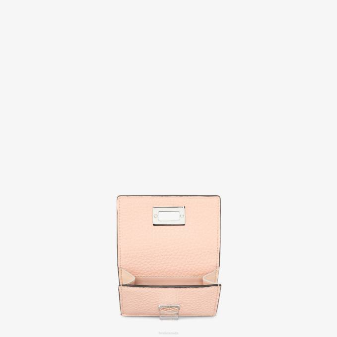 Women Peekaboo Micro Trifold Leather Wallet Pink Fendi Accessories 6RHH1551
