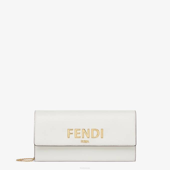 Women Roma Leather Wallet White Fendi Accessories 6RHH1540