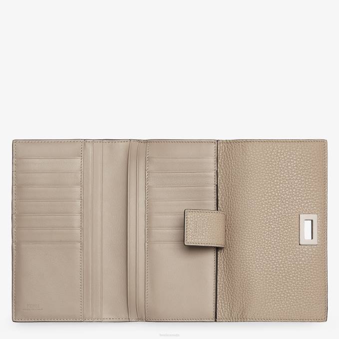 Women Trifold Leather Wallet Beige Fendi Accessories 6RHH1565