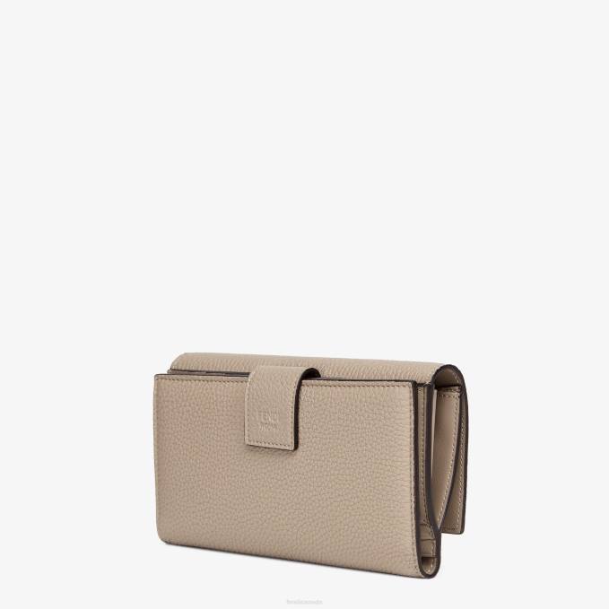 Women Trifold Leather Wallet Beige Fendi Accessories 6RHH1565