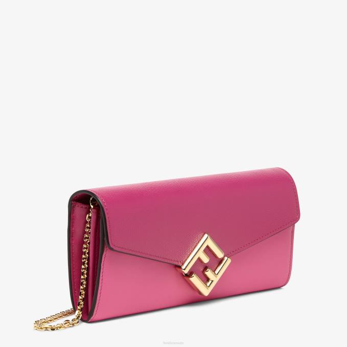Women Two-Tone Fuchsia And Leather Wallet Beige Fendi Accessories 6RHH1406
