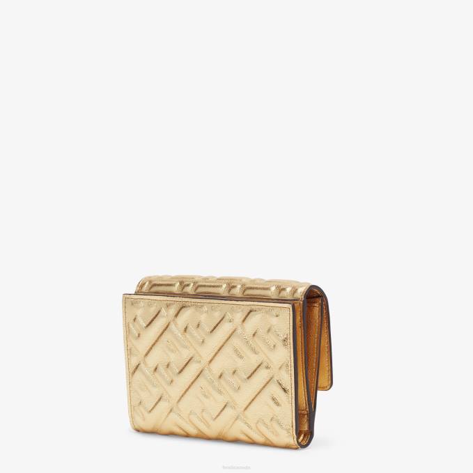 Women Wallet Leather Wallet Gold Fendi Accessories 6RHH1574