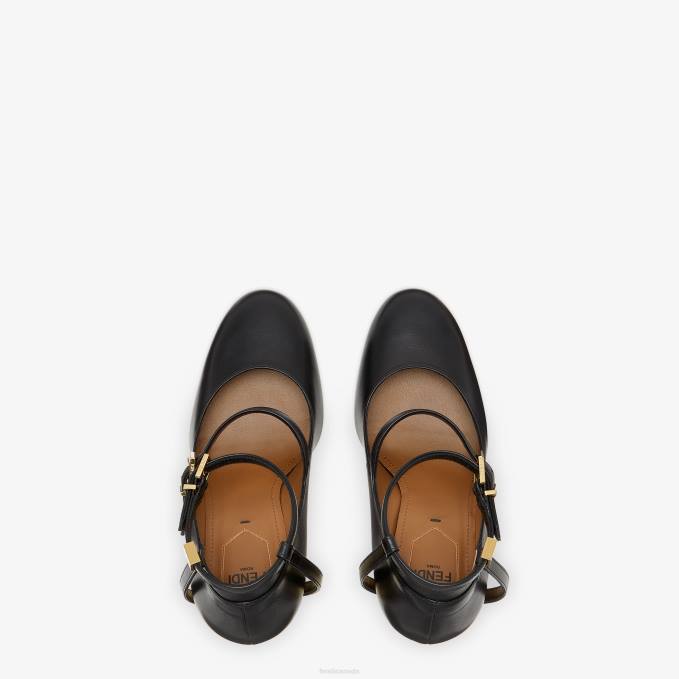 Women Leather High-Heeled Pumps Black Fendi Shoes 6RHH1261