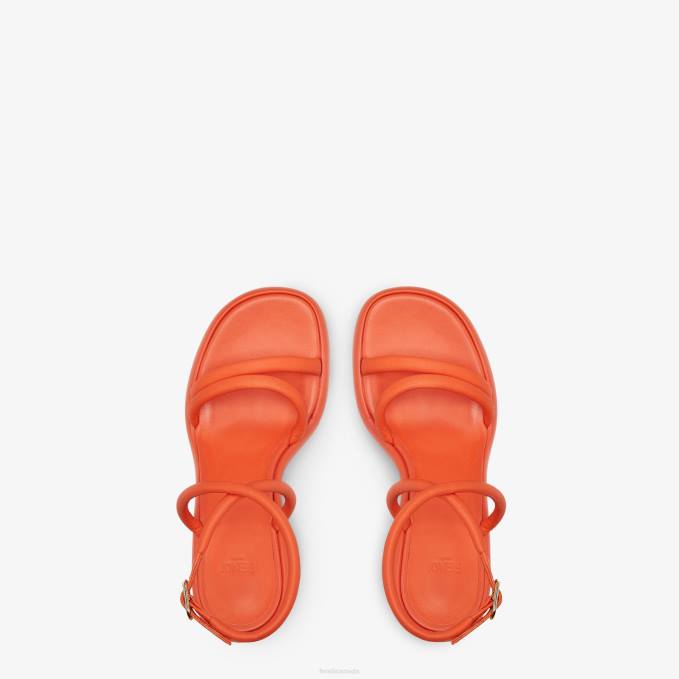 Women Nappa Leather Sandals Orange Fendi Shoes 6RHH1314