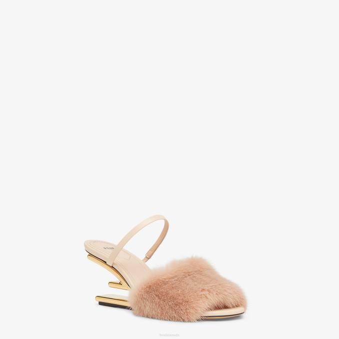 Women Pale Mink Medium-Heel Sandals Pink Fendi Shoes 6RHH1391