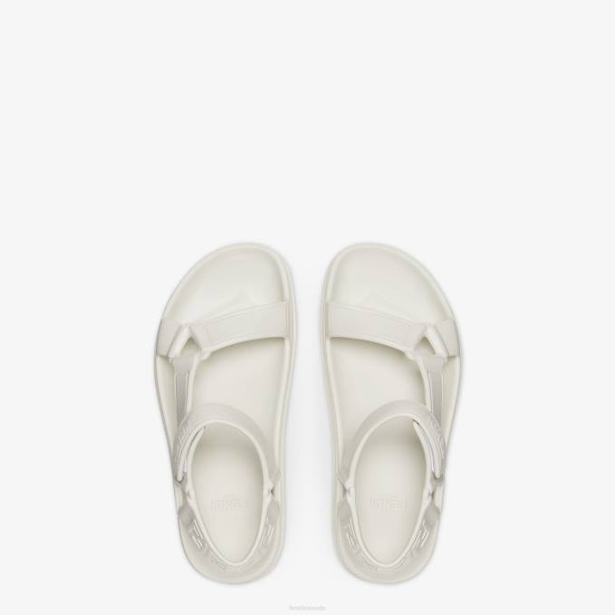 Women Rubber Sandals White Fendi Shoes 6RHH1396