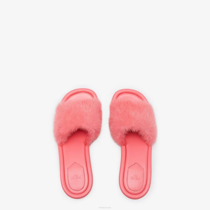 Women Mink Slides Pink Fendi Shoes 6RHH1322