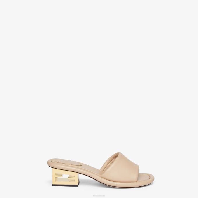 Women Nappa Leather Slides Beige Fendi Shoes 6RHH1291