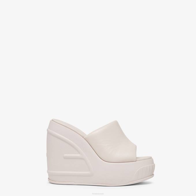 Women Nappa Leather Slides Beige Fendi Shoes 6RHH1329