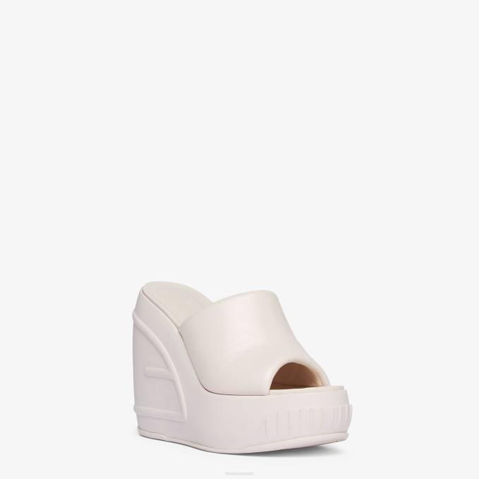 Women Nappa Leather Slides Beige Fendi Shoes 6RHH1329