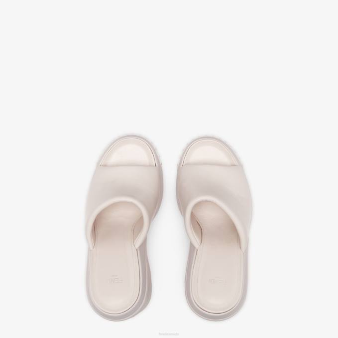Women Nappa Leather Slides Beige Fendi Shoes 6RHH1329