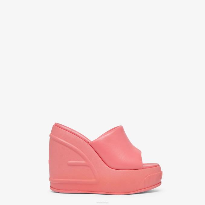 Women Nappa Leather Slides Pink Fendi Shoes 6RHH1330