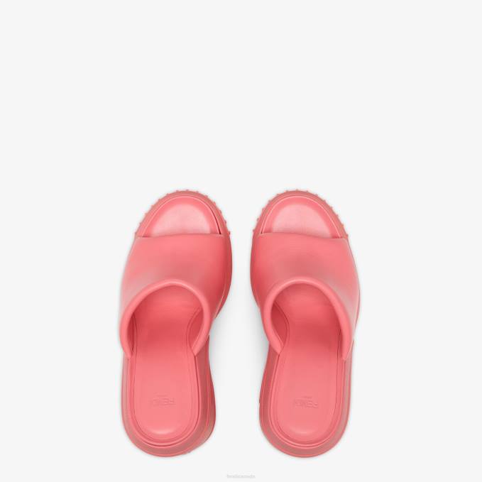 Women Nappa Leather Slides Pink Fendi Shoes 6RHH1330