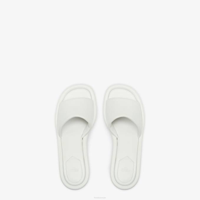 Women Nappa Leather Slides White Fendi Shoes 6RHH1292