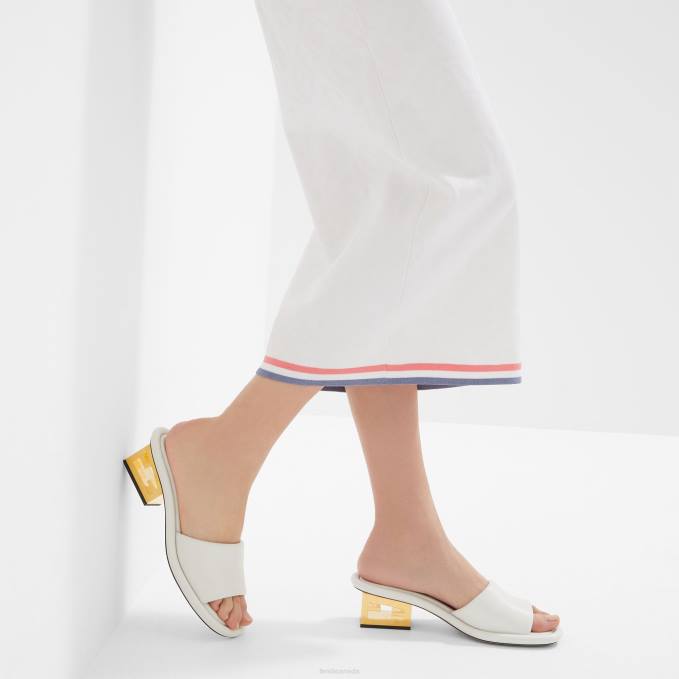 Women Nappa Leather Slides White Fendi Shoes 6RHH1292