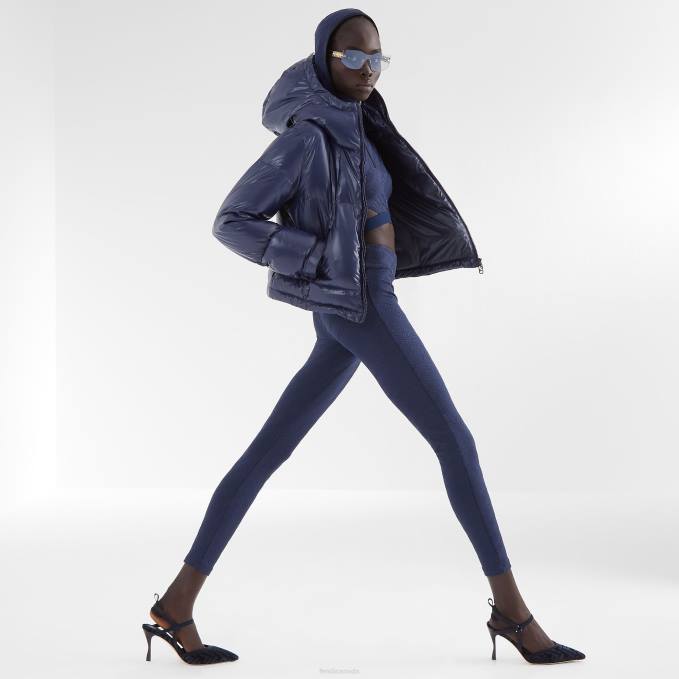 Women High-Heeled FF Chenille Slingbacks Blue Fendi Shoes 6RHH1348